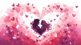 粉色浪漫情人节插画设计摄影图片